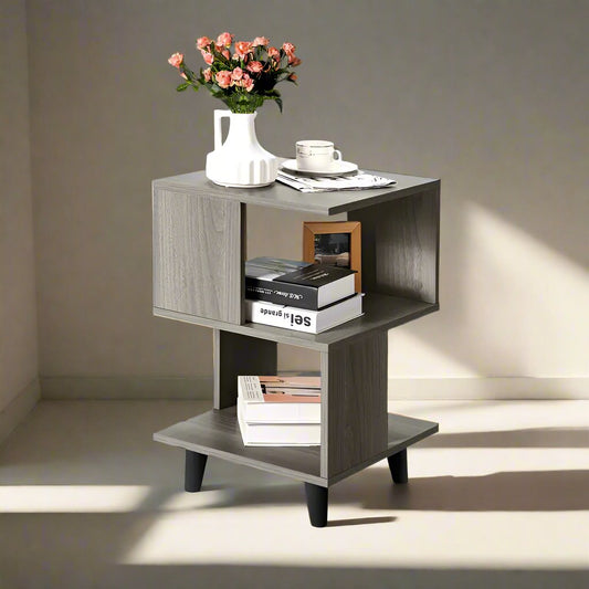 2pcs Modern Grey Nightstand Set